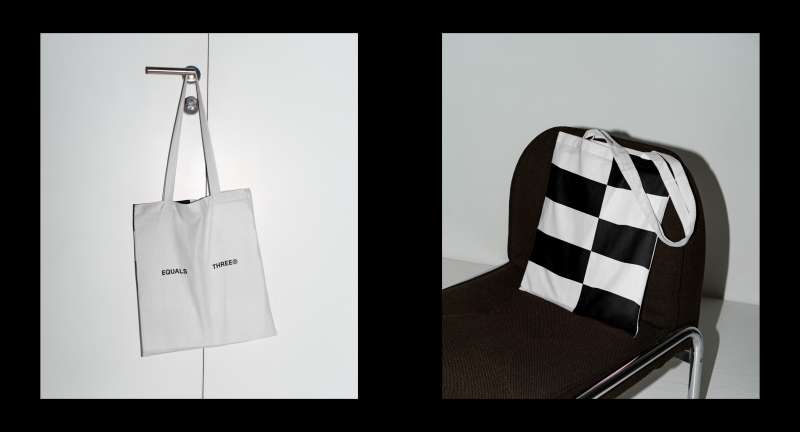Totebags for Equals Three rebranding by FCKLCK studio