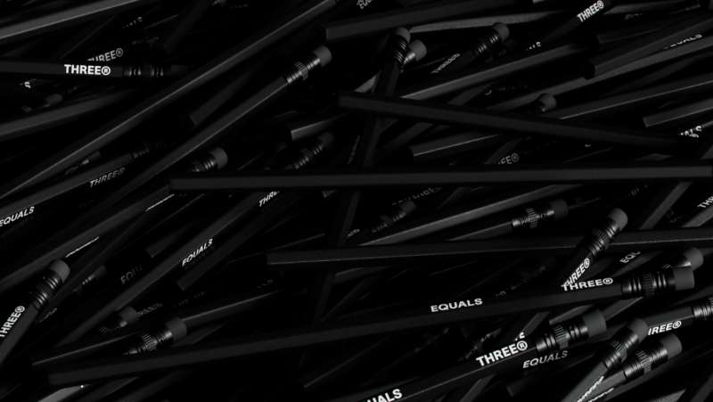 Pencils for Equals Three rebranding by FCKLCK studio