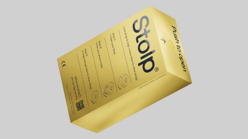 Yellow packaging for Stolp rebranding by FCKLCK Studio