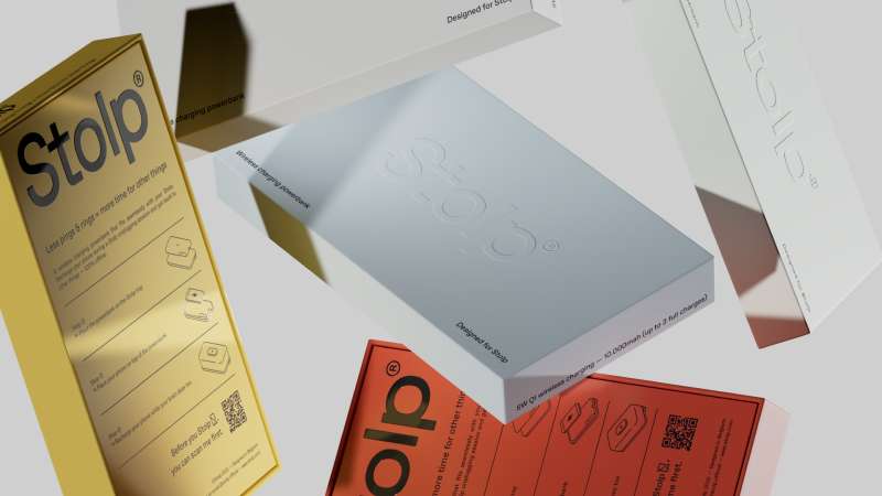 Powerbank packaging for Stolp rebrand by FCKLCK Studio